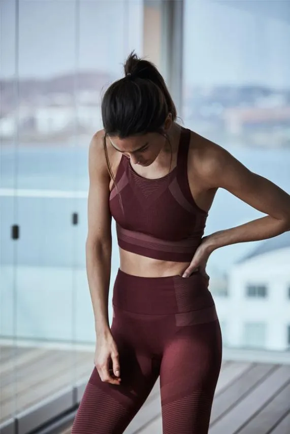 Sosandar Burgundy UltraSculpt High Waisted Activewear Leggings Burgundy Women Activewear