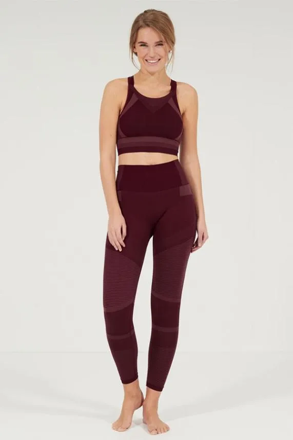 Sosandar Burgundy UltraSculpt High Waisted Activewear Leggings Burgundy Women Activewear