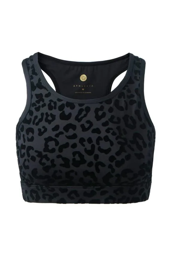 Sosandar Carolina Black Leopard Print Back Detail Sports Bra Black Women Activewear