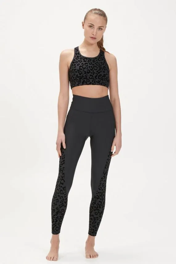 Sosandar Carolina Black Leopard Print Back Detail Sports Bra Black Women Activewear