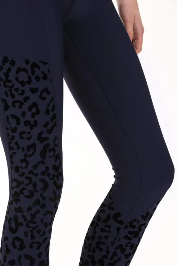 Sosandar Carolina Navy Blue Leopard Print Activewear Leggings With Pockets Navy Blue Women Activewear Sosandar Carolina Navy Blue Leopard Print Activewear Leggings With Pockets Navy Blue Women Activewear