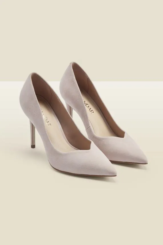 Sosandar Celine Nude Suede Sweetheart High Court Shoes Women Heels