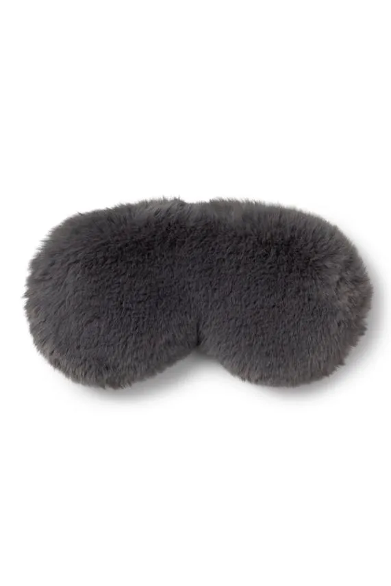 Sosandar Charcoal Grey Luxe Satin and Faux Fur Eye Mask Charcoal Grey Women Nightwear Sosandar Charcoal Grey Luxe Satin and Faux Fur Eye Mask Charcoal Grey Women Nightwear