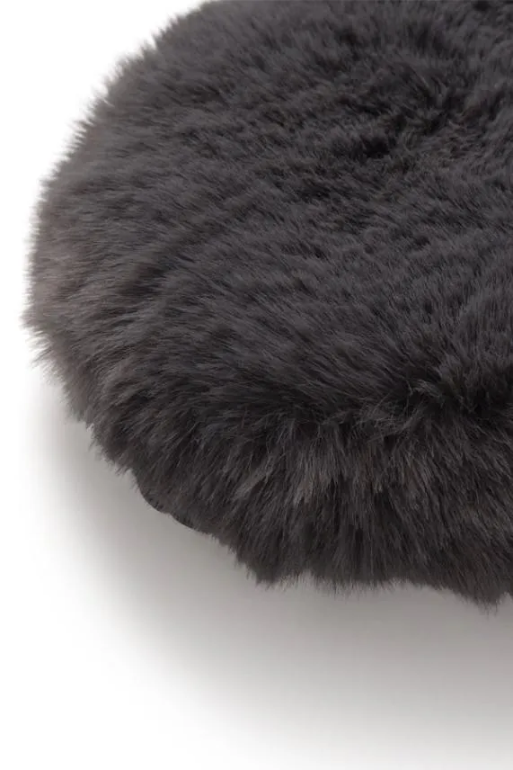 Sosandar Charcoal Grey Luxe Satin and Faux Fur Eye Mask Charcoal Grey Women Nightwear