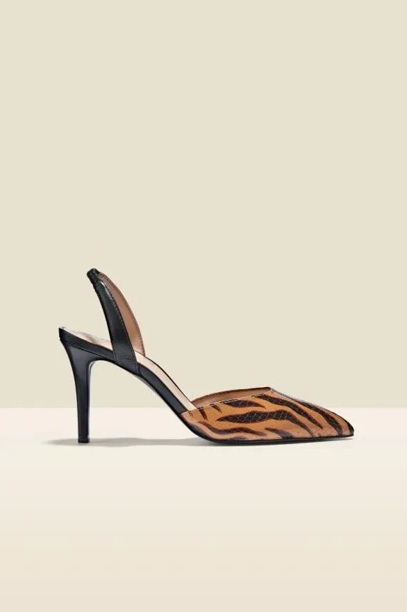 Sosandar Ciara Tiger Flame Leather Court Shoe Women Mid Heels