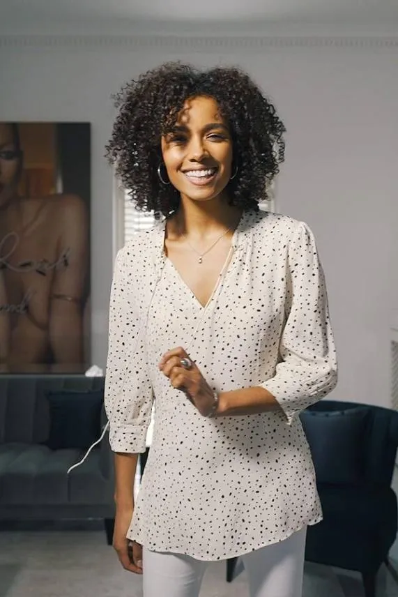 Sosandar Cream and Black Dalmatian Print Tunic Top Cream Black Women Tops