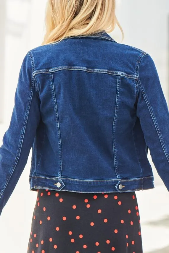 Sosandar Dark Indigo Denim Jacket Dark Indigo Women Jackets and Coats