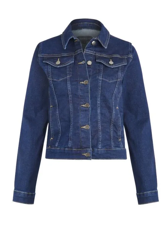 Sosandar Dark Indigo Denim Jacket Dark Indigo Women Jackets and Coats