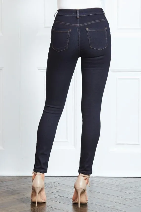 Sosandar Dark Navy Denim Perfect Skinny Jeans Dark Navy Women Jeans and Jeggings