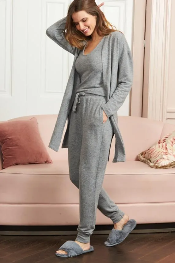 Sosandar Grey Super Soft Loungewear Cardigan Grey Women Nightwear