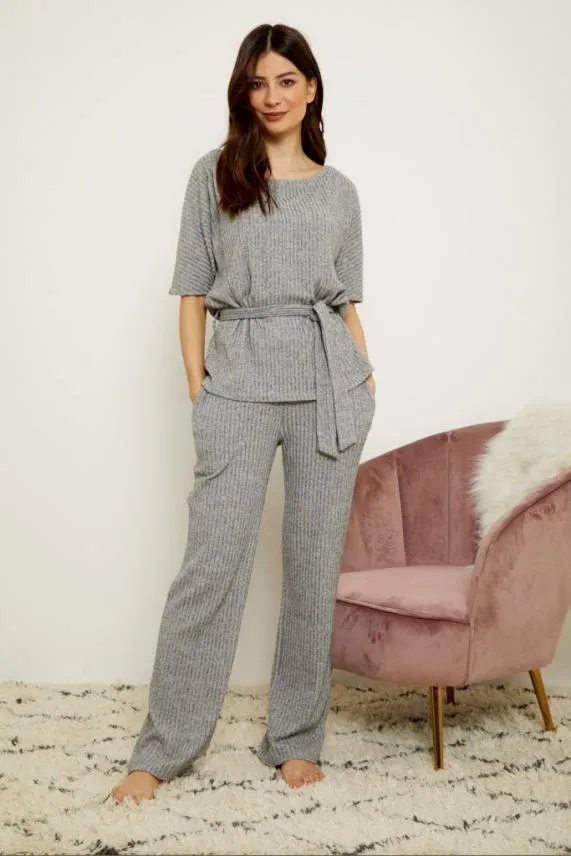 Sosandar Grey Super Soft Short Sleeve Loungewear Top Grey Women Loungewear