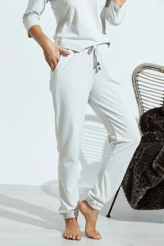 Sosandar Ivory Marl Jersey Loungewear Joggers Ivory Women Loungewear