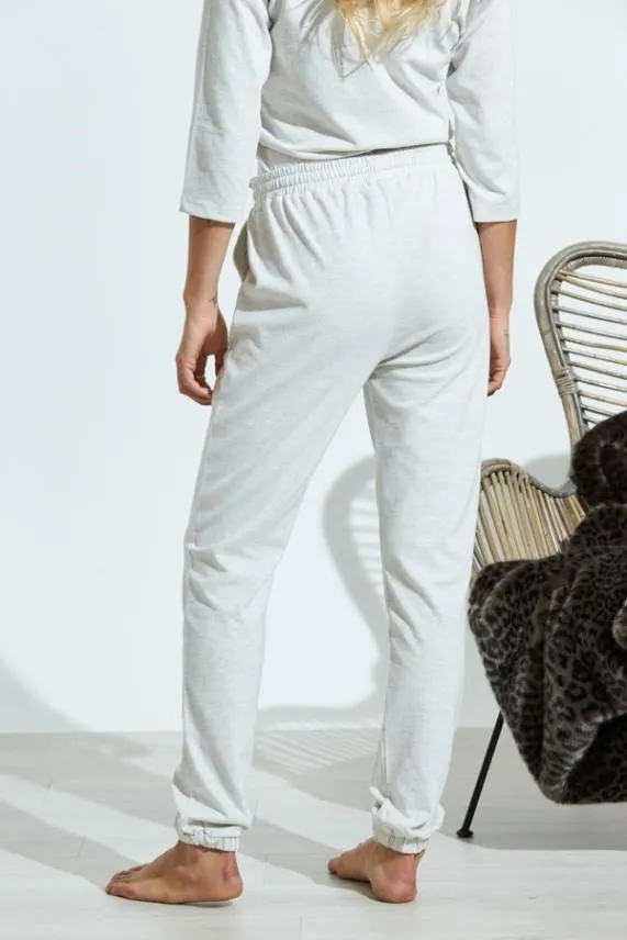 Sosandar Ivory Marl Jersey Loungewear Joggers Ivory Women Loungewear