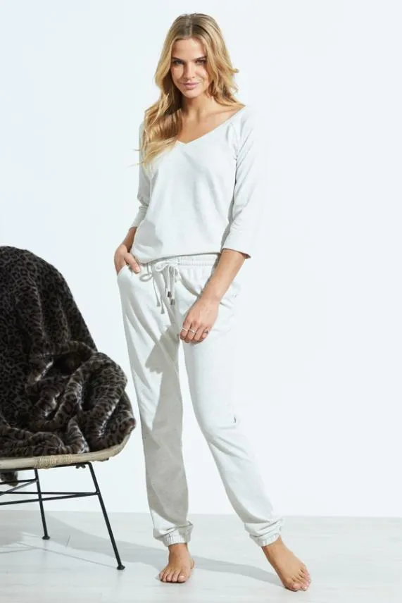 Sosandar Ivory Marl Jersey Loungewear Joggers Ivory Women Loungewear