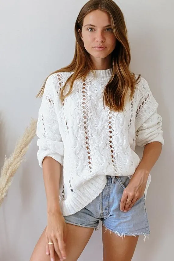 Sosandar Ivory Open Stitch Jumper Ivory Women Knitwear