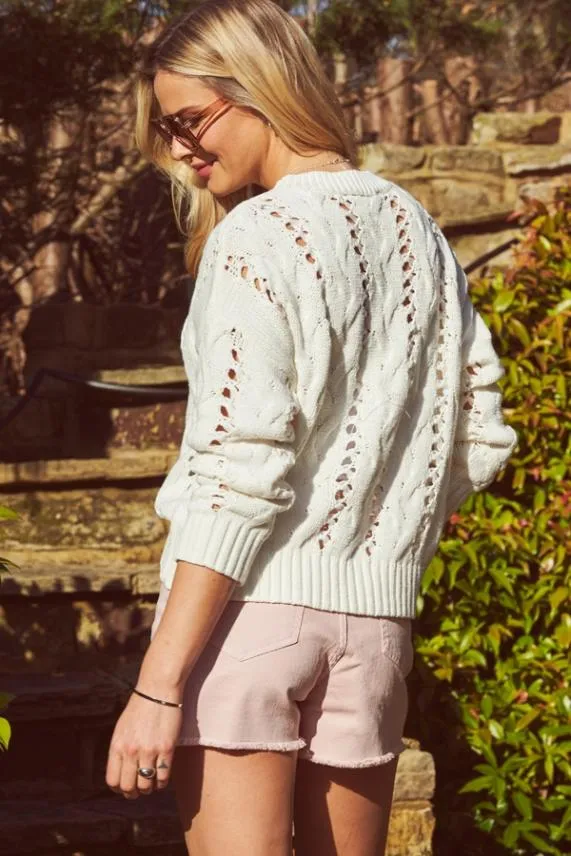 Sosandar Ivory Open Stitch Jumper Ivory Women Knitwear