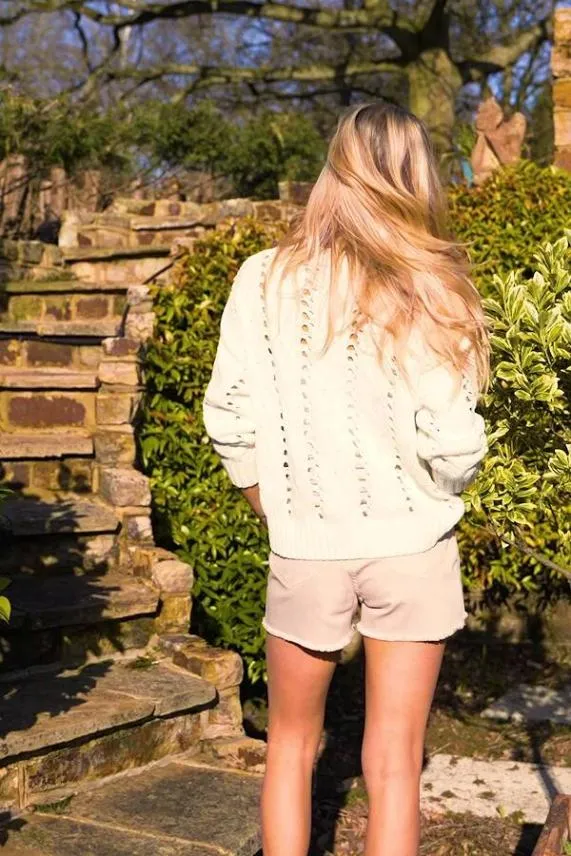 Sosandar Ivory Open Stitch Jumper Ivory Women Knitwear