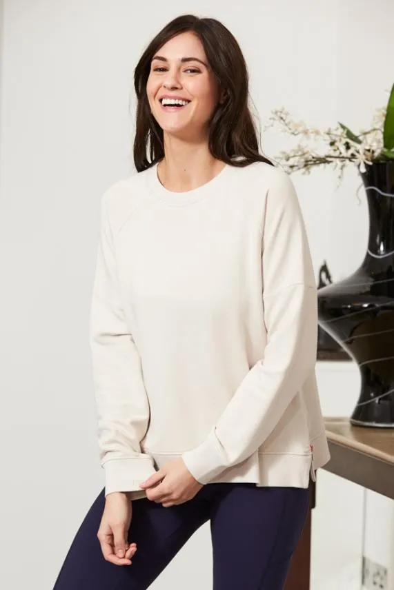 Sosandar Ivory Premium Sweatshirt With Rose Gold Side Zips Ivory Women Loungewear Sosandar Ivory Premium Sweatshirt With Rose Gold Side Zips Ivory Women Loungewear