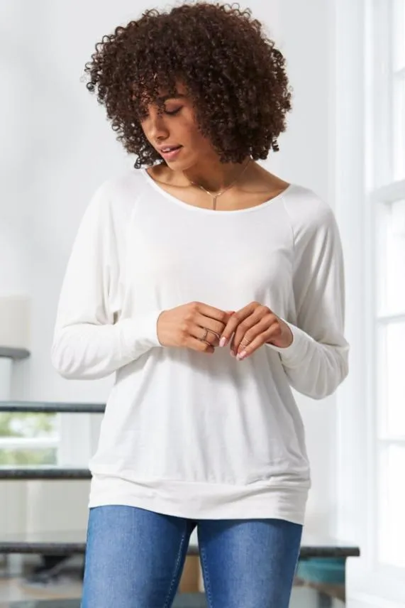 Sosandar Ivory Relaxed Fit Long Sleeve Top Ivory Women Leisurewear
