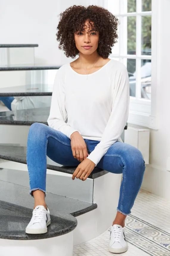Sosandar Ivory Relaxed Fit Long Sleeve Top Ivory Women Leisurewear
