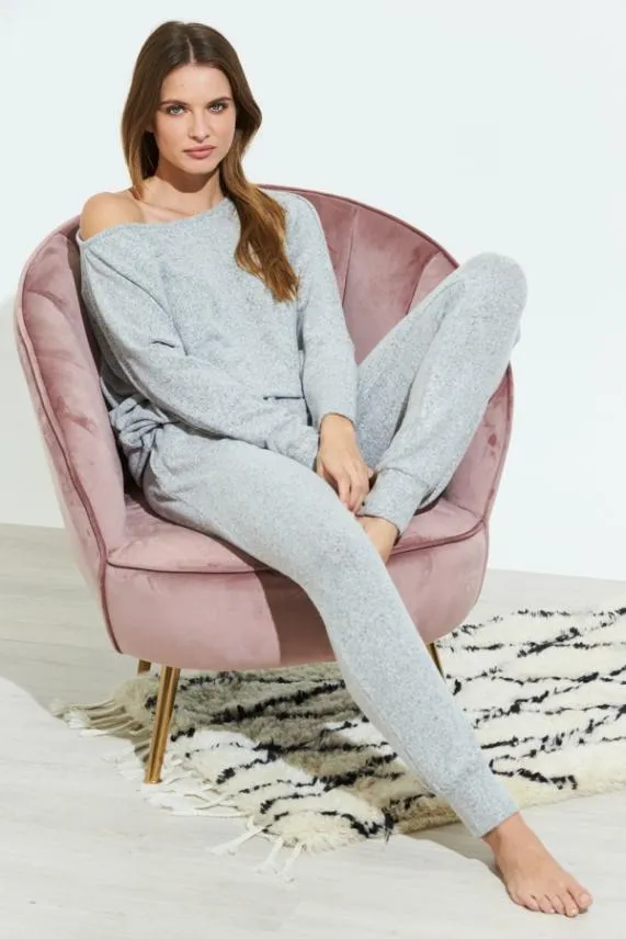 Sosandar Light Grey Super Soft Loungewear Joggers Light Grey Women Nightwear