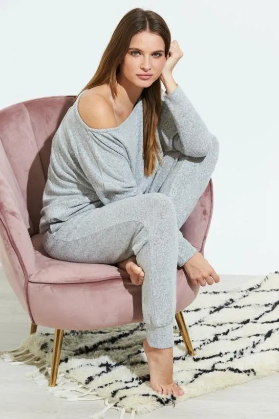 Sosandar Light Grey Super Soft Loungewear Joggers Light Grey Women Nightwear