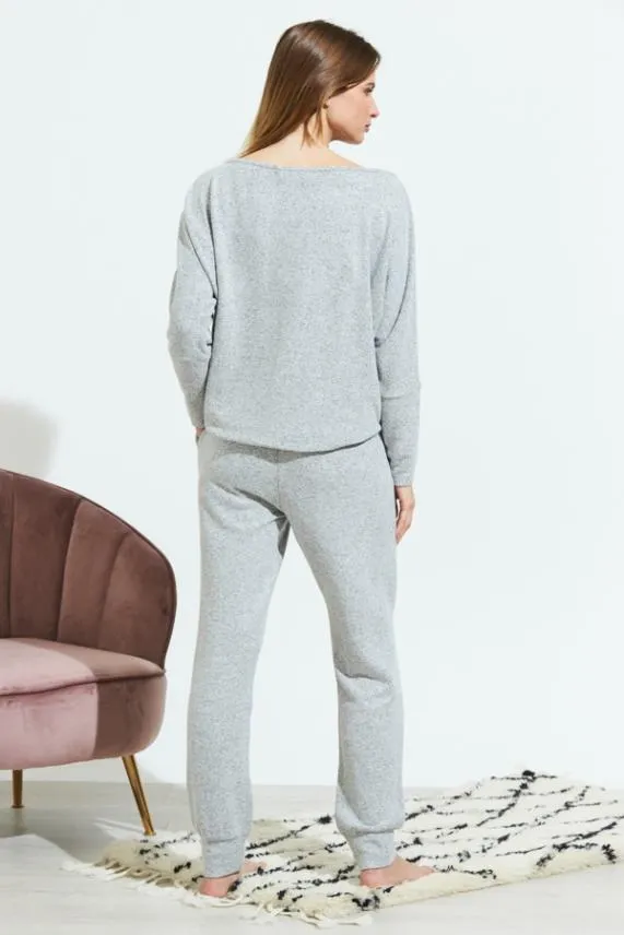 Sosandar Light Grey Super Soft Loungewear Joggers Light Grey Women Nightwear