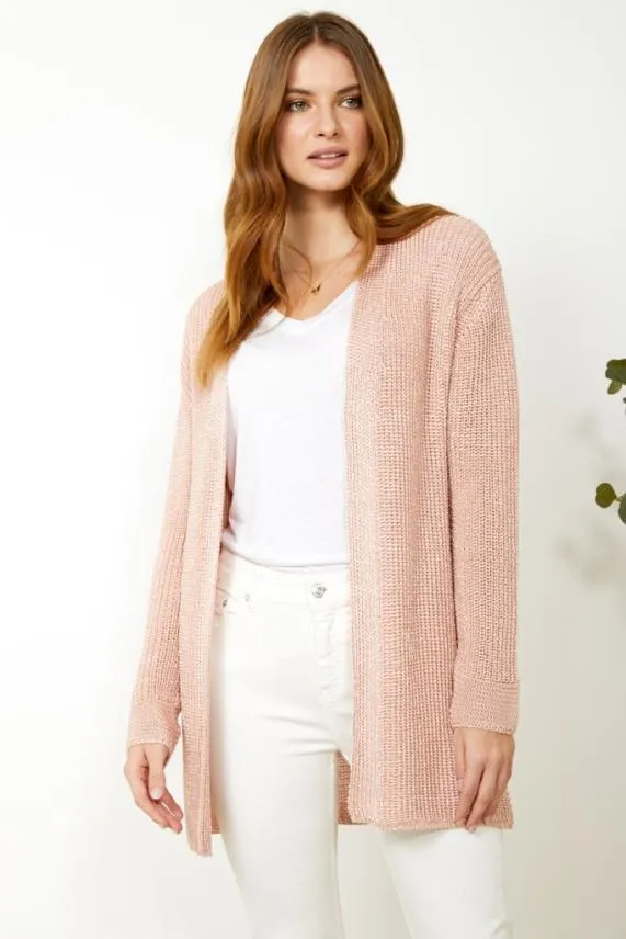 Sosandar Light Pink Longline Knitted Cardigan Women Knitwear