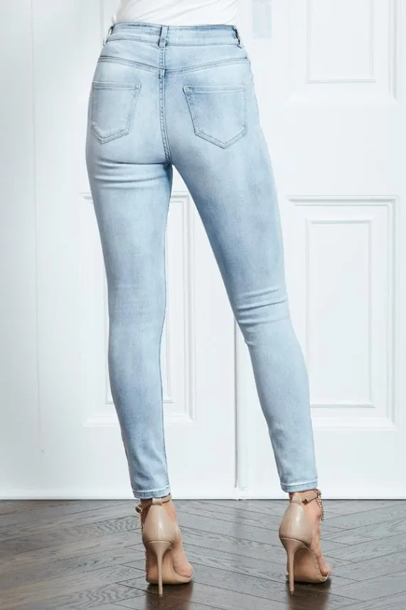 Sosandar Light Wash Perfect Skinny Jeans Light Wash Women Jeans and Jeggings