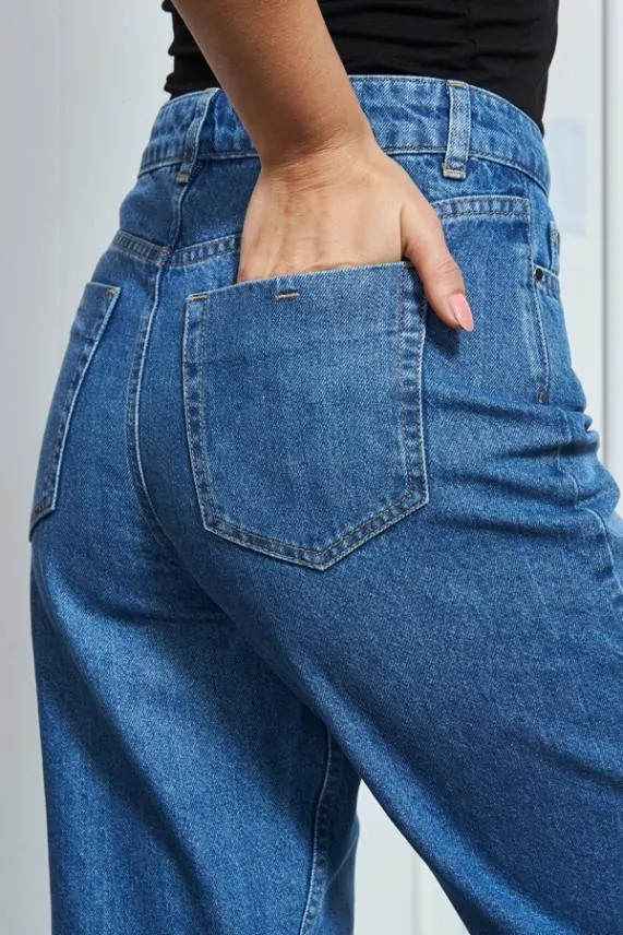 Sosandar Mid Blue Denim Culottes Mid Blue Women Jeans and Jeggings