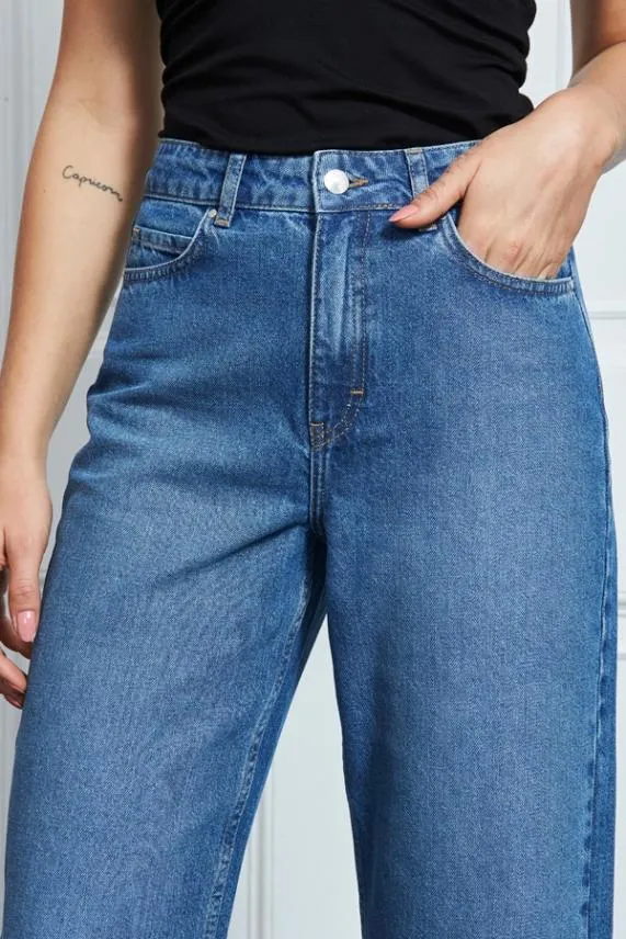Sosandar Mid Blue Denim Culottes Mid Blue Women Jeans and Jeggings