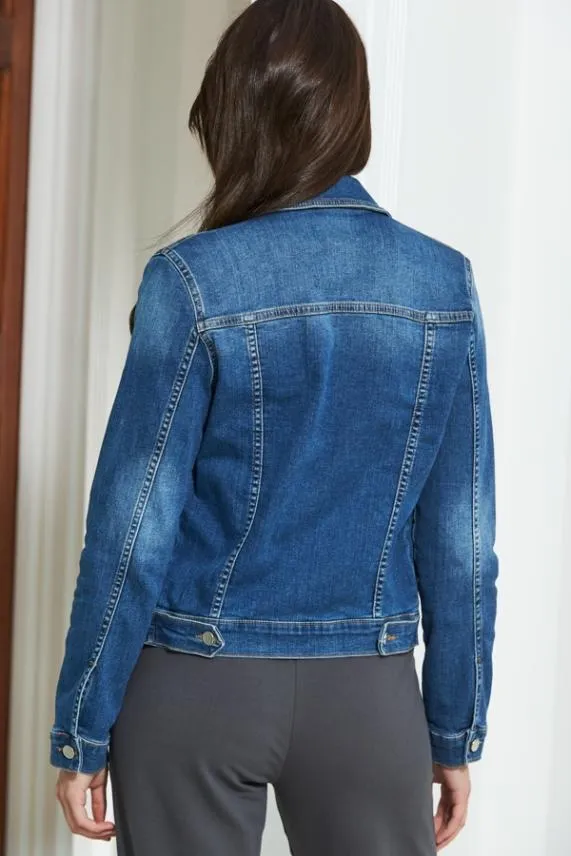 Sosandar Mid Blue Denim Jacket Mid Blue Women Jackets and Coats