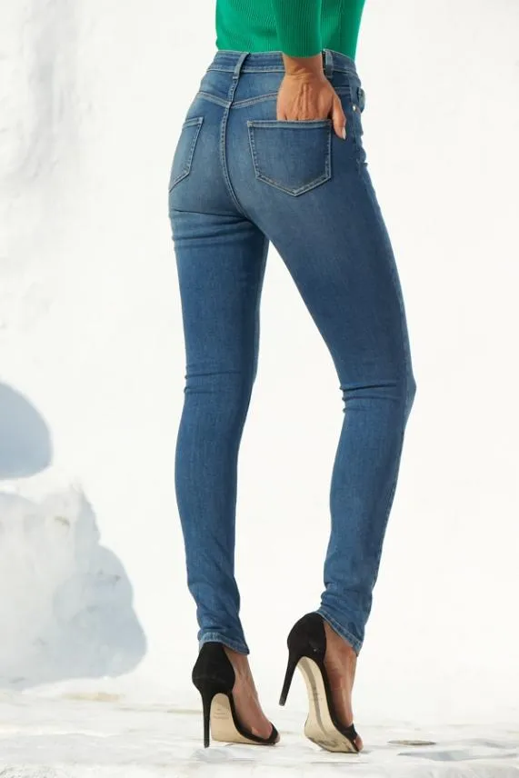 Sosandar Mid Blue Distressed Skinny Jeans Mid Blue Women Jeans and Jeggings