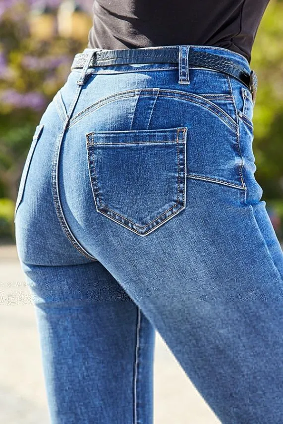Sosandar Mid Blue Organic Sculpting Skinny Jeans Mid Blue Women Jeans and Jeggings
