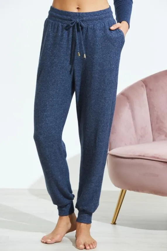 Sosandar Navy Blue Super Soft Loungewear Joggers Navy Blue Women Nightwear