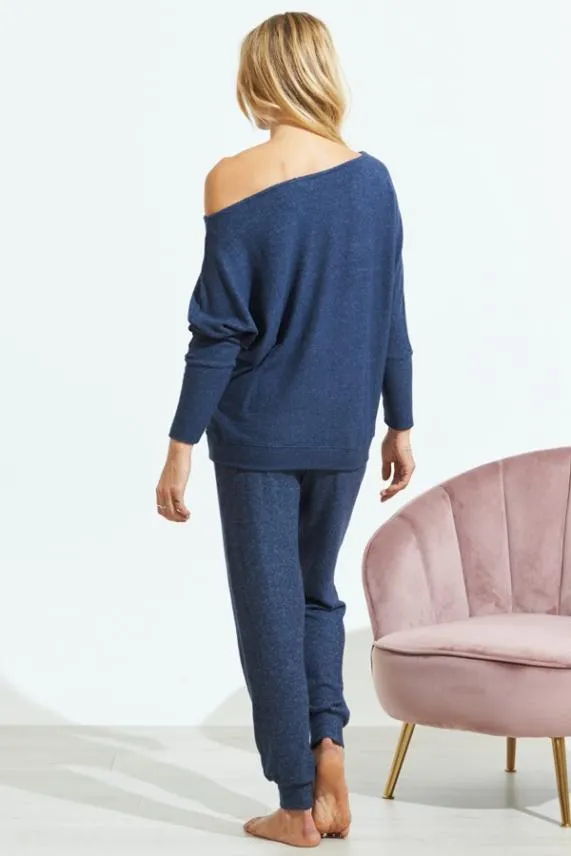 Sosandar Navy Blue Super Soft Loungewear Joggers Navy Blue Women Nightwear
