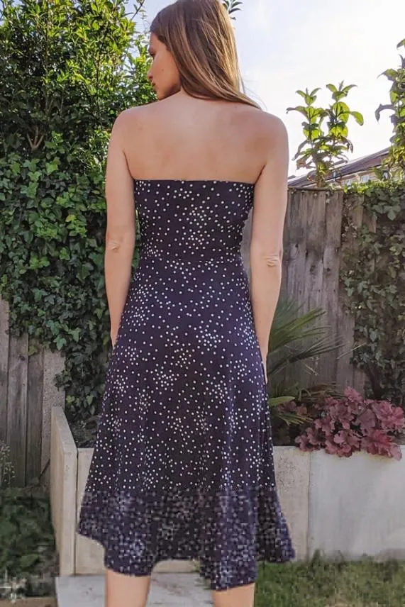 Sosandar Navy Spot Print Bandeau Dress Navy Women Dresses