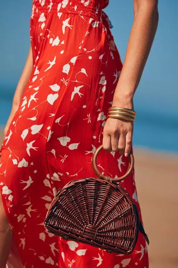 Sosandar Oak Half Moon Woven Basket Bag Women Bags and Belts