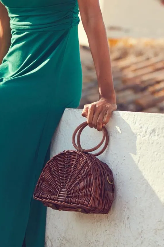 Sosandar Oak Half Moon Woven Basket Bag Women Bags and Belts