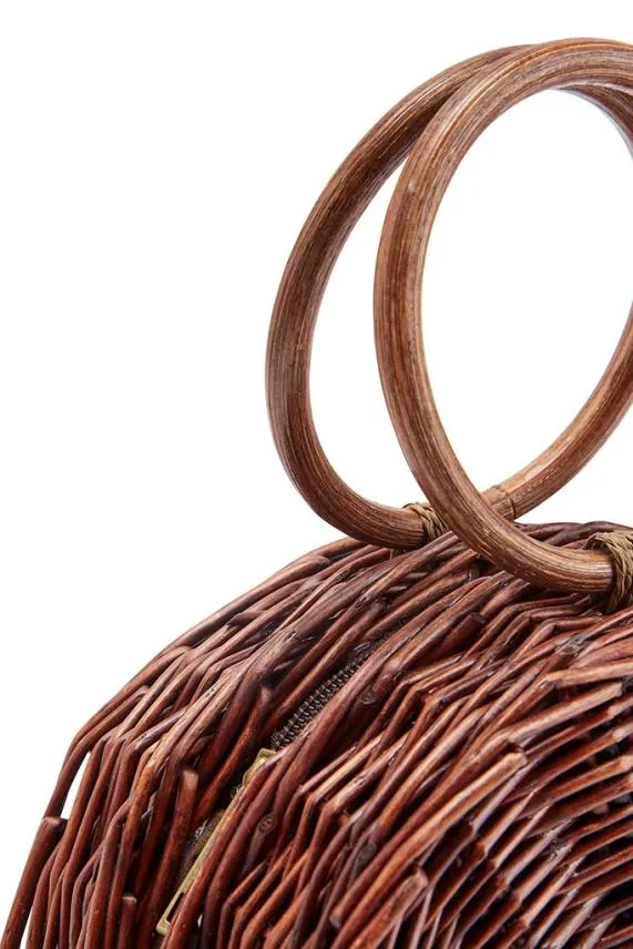Sosandar Oak Half Moon Woven Basket Bag Women Bags and Belts