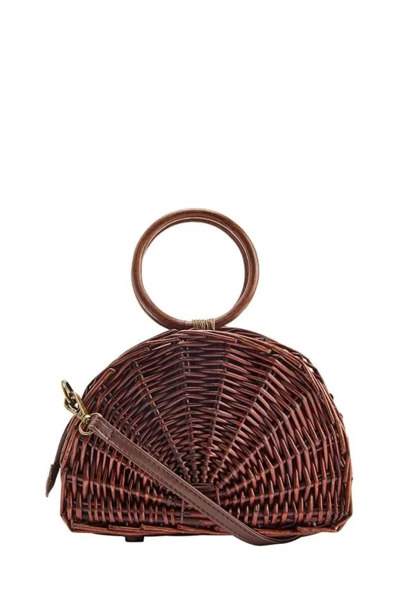 Sosandar Oak Half Moon Woven Basket Bag Women Bags and Belts