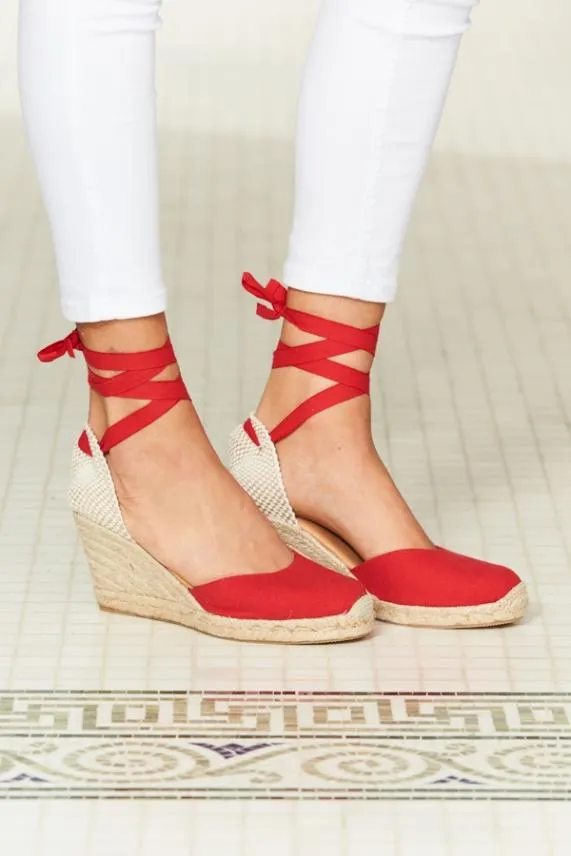 Sosandar Perla Red Canvas Valenciana Wedge Espadrille Women Sandals and Flip Flops Sosandar Perla Red Canvas Valenciana Wedge Espadrille Women Sandals and Flip Flops