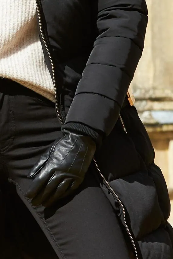 Sosandar Perth Black Luxury Soft Leather Gloves Black Women Hats Scarves and Gloves