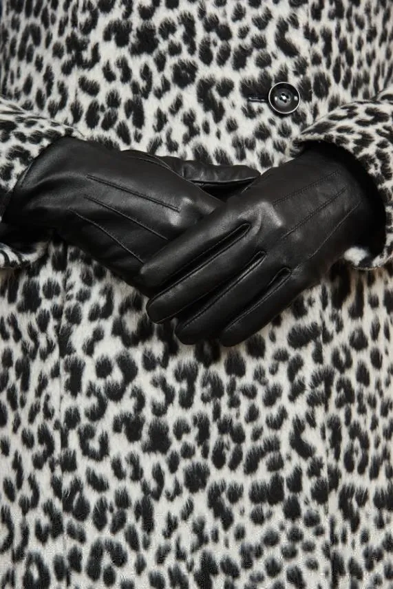 Sosandar Perth Black Luxury Soft Leather Gloves Black Women Hats Scarves and Gloves