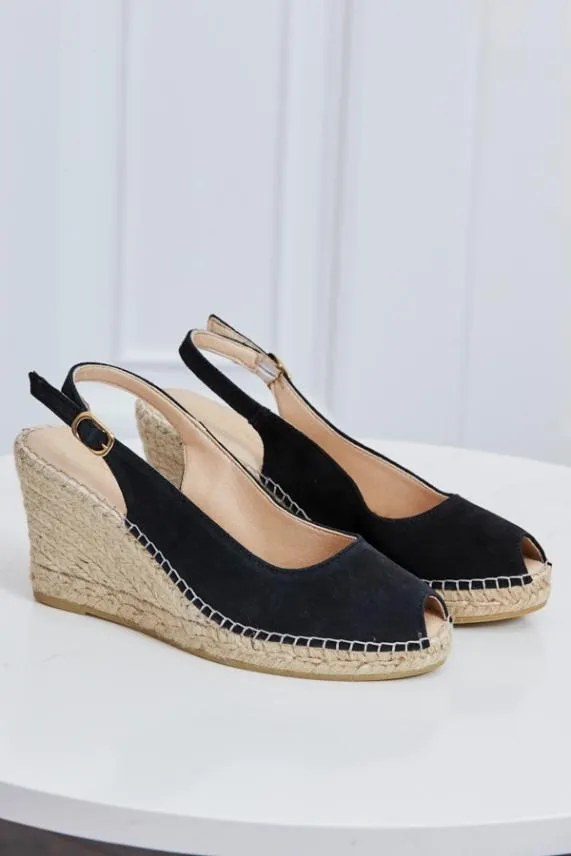 Sosandar Poppy Black Suede Peep Toe Wedge Espadrille Black Women Sandals and Flip Flops Sosandar Poppy Black Suede Peep Toe Wedge Espadrille Black Women Sandals and Flip Flops