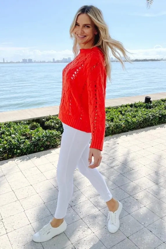 Sosandar Red Open Stitch Cable Knit Jumper Red Women Knitwear