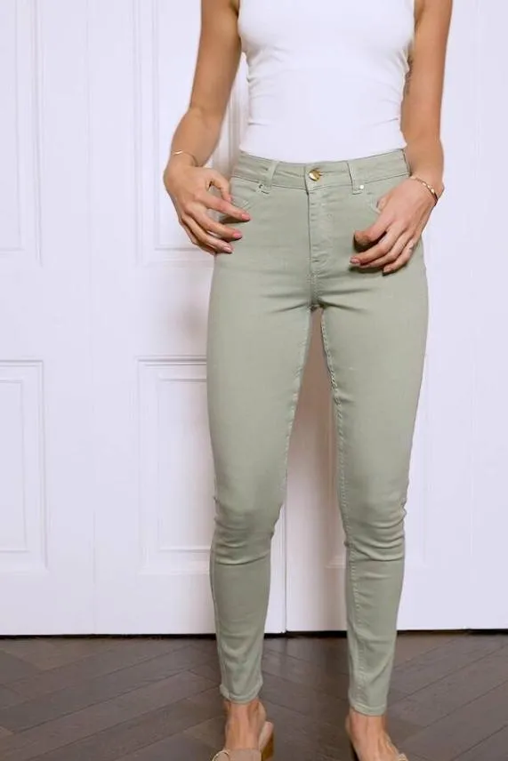 Sosandar Sage Green Perfect Skinny Jeans Green Women Jeans and Jeggings