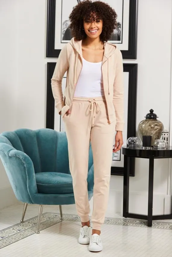 Sosandar Seychelles Sand Premium Hooded Top With Rose Gold Trim Women Loungewear