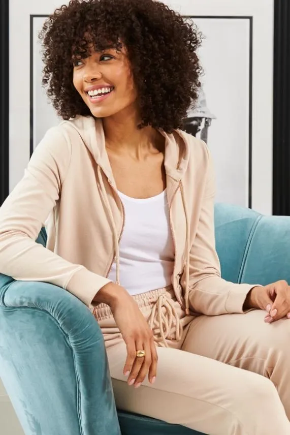 Sosandar Seychelles Sand Premium Hooded Top With Rose Gold Trim Women Loungewear