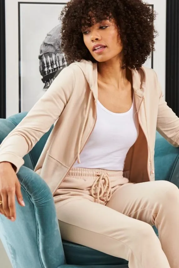 Sosandar Seychelles Sand Premium Hooded Top With Rose Gold Trim Women Loungewear